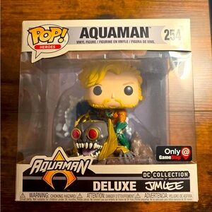 Funko Pop! Aquaman #254 Deluxe By Jim Lee DC Collection GameStop Exclusive